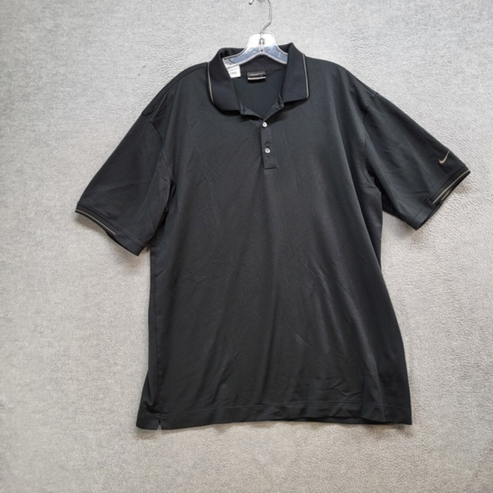 Nike Golf Men Polo Shirt XL Black‎ Logo Swoosh Embroidered Short Sleeve